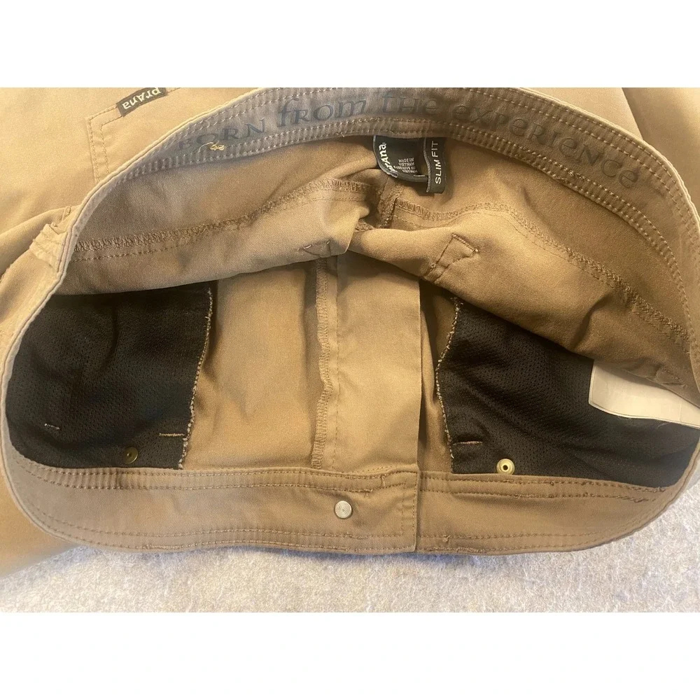 Prana‎ Zion Slim Fit Tan Stretch Nylon Outdoor Hiking Pants Mens 36
